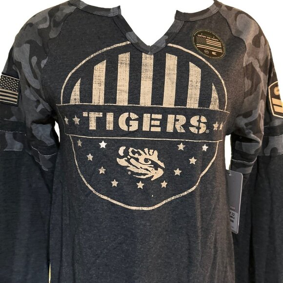 Colosseum OHT LSU Tigers Camo Womens Medium Military Appreciation T-shirt LS New - Picture 2 of 6